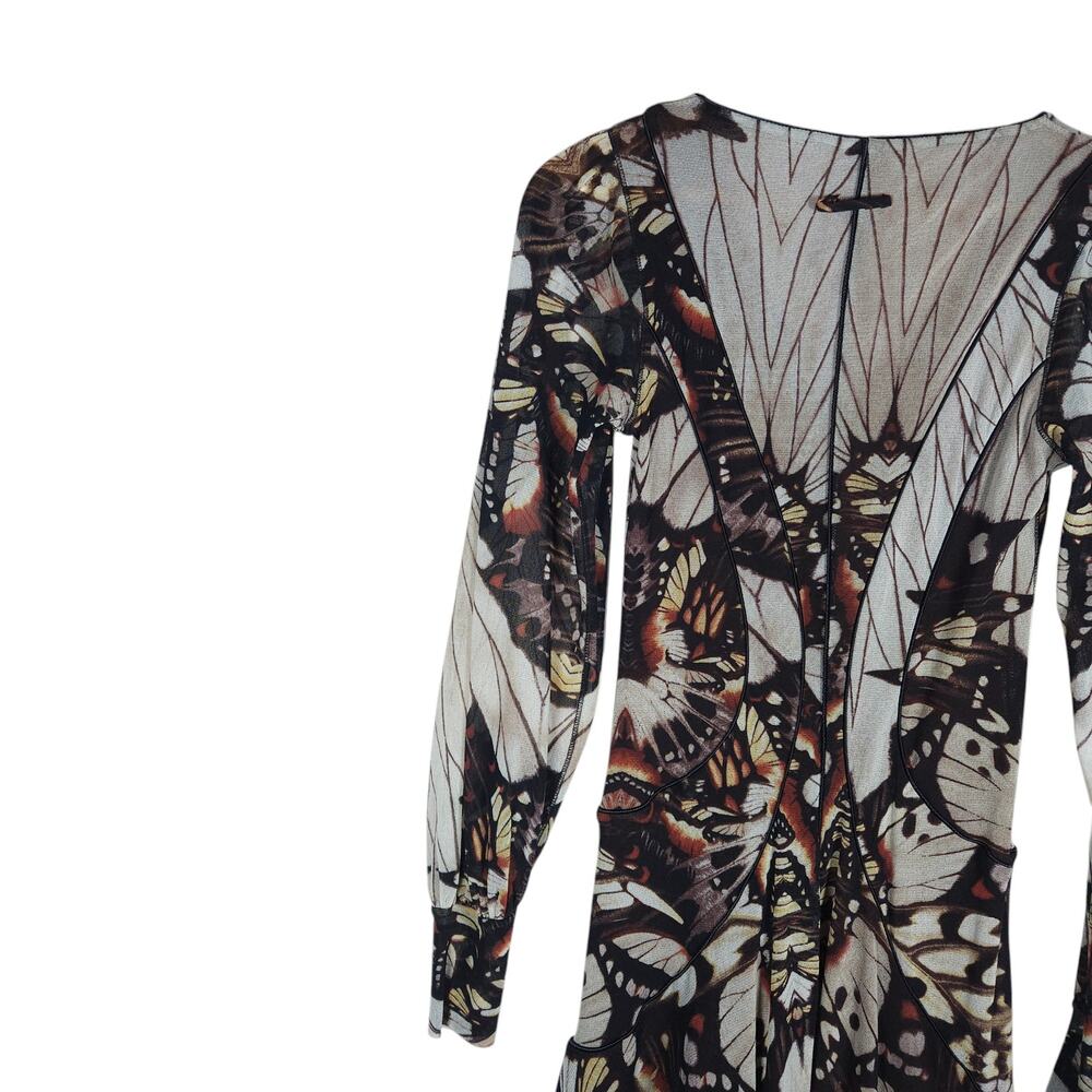 Vintage Jean Paul Gaultier Soleil Dress Medium Butterfly Sheer Mesh Y2K Glam - Picture 9 of 13